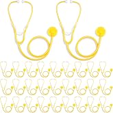 Hanaive 30 Pack Disposable Stethoscope Toy Bulk for Kids,Yellow | Real Working Toy for Pretend Game Play, Nurse Doctor Costume Accessories, School Career Day Graduation Party for Boys Girls