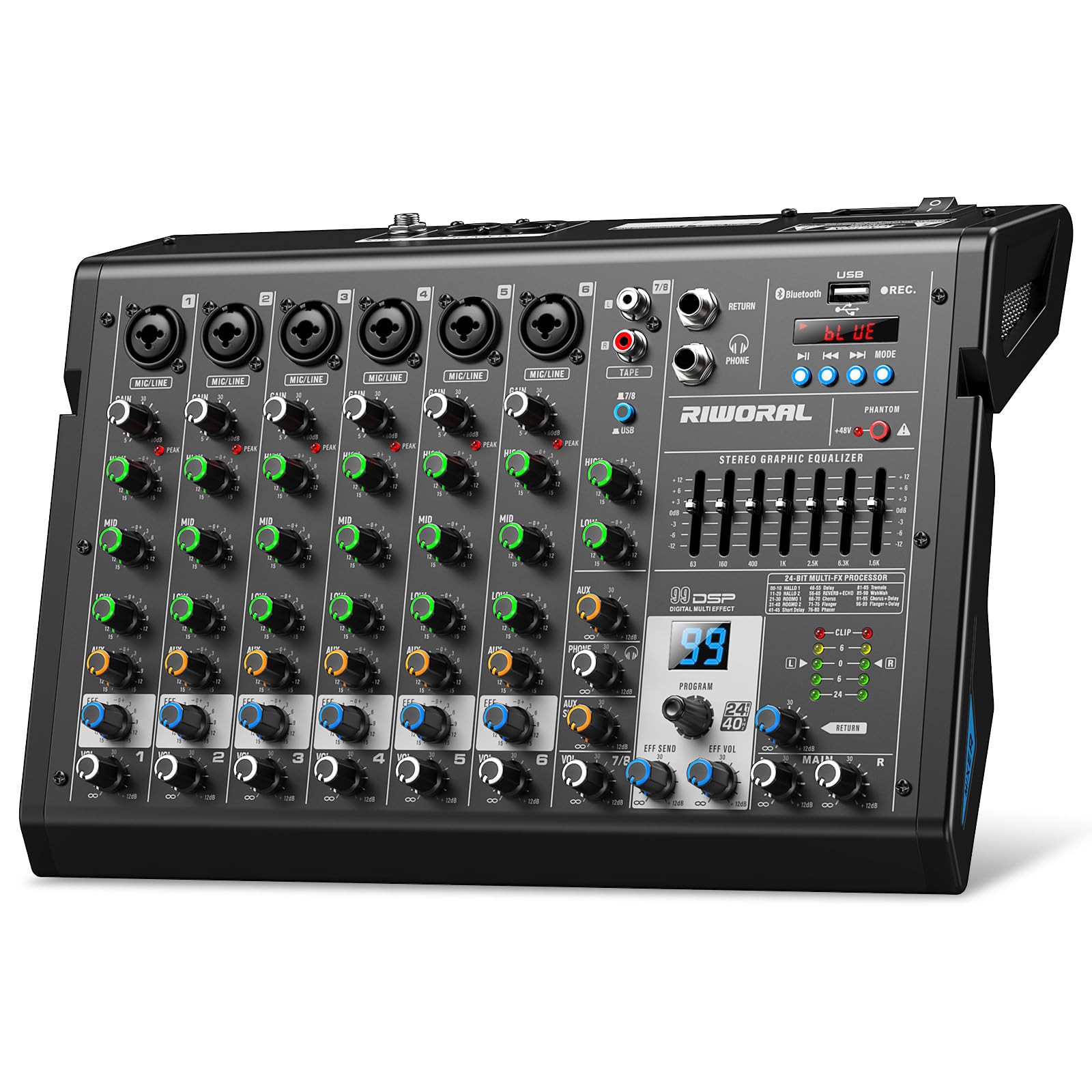 Photo 1 of 8 Channel Audio Interface DJ Mixing Sound Board 16 DSP Digital Effects With 40khz/24bit Bluetooth USB Rac Interface As Mp3 Player Audio Mixer For Karaoke Streaming Recording