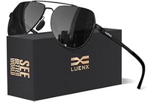 LUENX Trendy Aviator Polarized Sunglasses for Men Women, Metal Frame Sun Glasses UV 400 Protection Driving Fashion