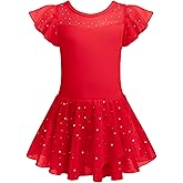 Zaclotre Girls Ballet Leotards Ruffle Sleeve Sparkle Dance Leotard Toddler Ballerina Dress Outfits