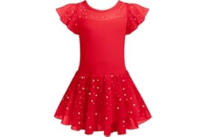 Zaclotre Girls Ballet Leotards Ruffle Sleeve Sparkle Dance Leotard Toddler Ballerina Dress Outfits