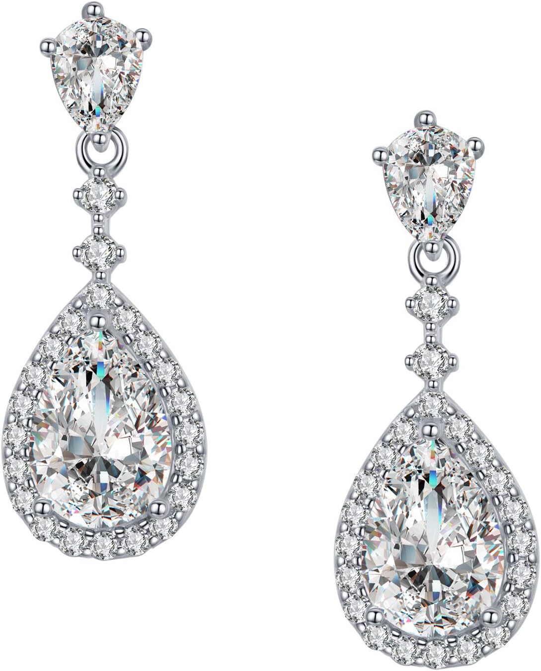 SBLING 18K Gold Plated or Platinum Plated Cubic Zirconia Drop Earrings (3.9 cttw)