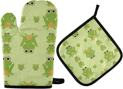 Ranas de Dibujos Animados, Manoplas y Porta ollas para Horno sonrientes
