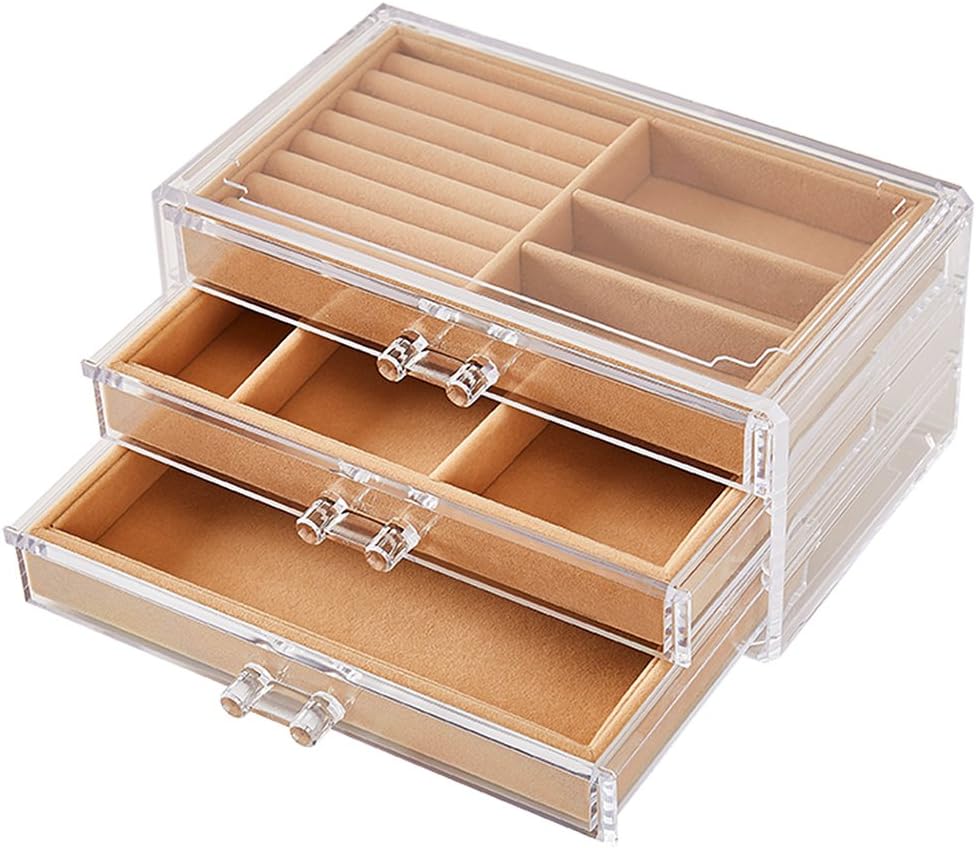 Acrylic Jewellery Storage Box with 3 DrawersClear Transparent Amazon