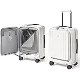 NINETYGO Carry On Luggage 22x14x9 Airline Approved, Top Opening Luggage 20 Inch Suitcase, Expandable, PC Hard Shell, Larger Capacity Carryon, TSA Lock, 360° Spinner Wheels (White)