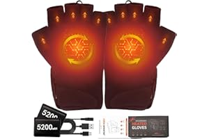 AaoLin Heated Gloves for Men Women, 10400mAh Battery Fingerless Flexible for Work Outdoor Hunting Skiing Motorcycle Writing – Ideal Match with Electric Hand Warmers for Cold Winter