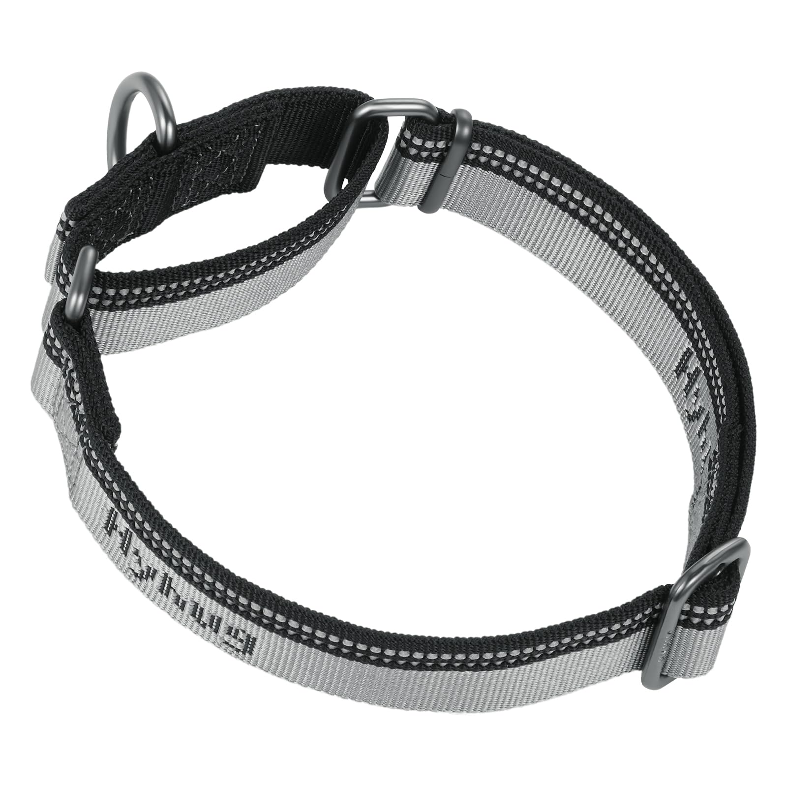 Hyhug Design Strong 3M Reflective Strip Double Color Nylon Jacquard Weave Webbing Martingale Dog Collar, Comfy Adjustable Safety, Durable Soft Breathable, Safe Night Walk. (Ultimate Gray, Small)