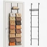 SWTYMIKI Over The Door Purse Organizer - Wall Mounted Handbag Organizer with 16 Hooks and Metal Basket, Hanging Purse Storage Rack Holds up to 16 Bags, Bag Rack Can Use As 1/2 Part, for Door, Closet