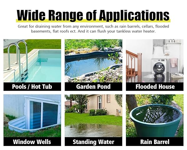 6699 SUBMERSIBLE SUMP PUMP 2500GPH HIGH FLOW WITH 25FT X 1-1/2” DISCHARGE HOSE DRAIN WATER PUMP KIT 1/2HP PORTABLE UTILITY PUMP EASY TO USE FOR FLOODED BASEMENT RAIN BARREL