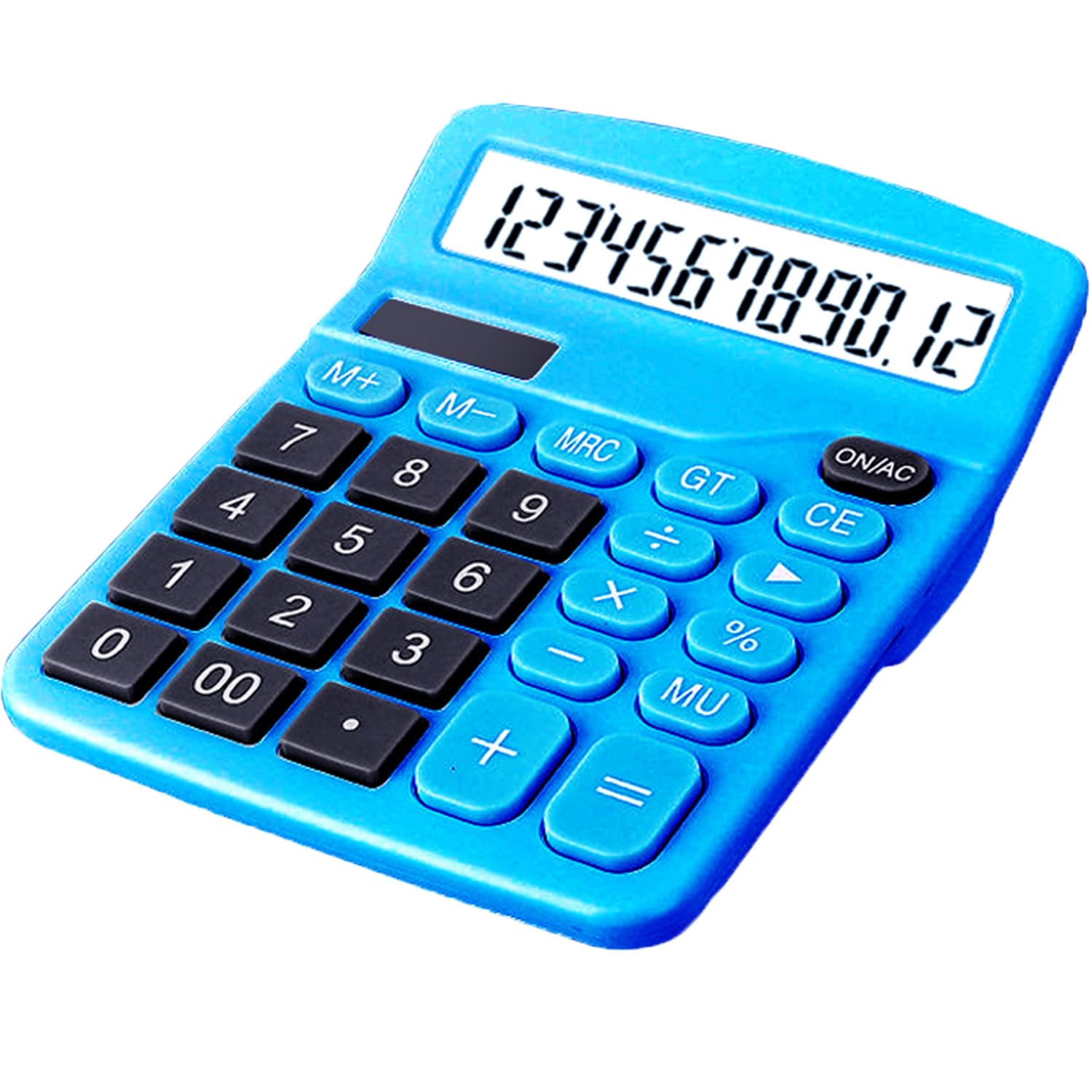 Photo 1 of 12 Digits Desktop Calculator with Large LCD Display, Basic Calculator Dual Solar Power and Battery, Standard Function for Office, Home, School (Dark Blue)