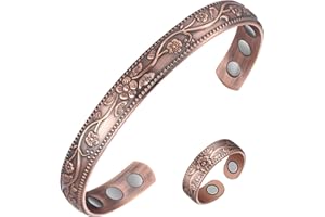 Jecanori Magnetic Copper Bracelet & Ring for Women, 3500 Gauss Lymph Detox, 99.99% Pure Copper Jewelry Gift