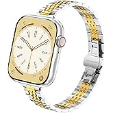 Women Metal Bands Compatible with Apple Watch Band 38mm 40mm 41mm 42mm 44mm 45mm 46mm 49mm,Stainless Steel Chain Adjustable Band for iWatch Bands Series 10 9 8 7 6 5 4 3 2 1 SE Ultra