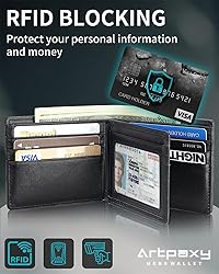 Mens Wallet With AirTag Holder, Bifold Leather RFID