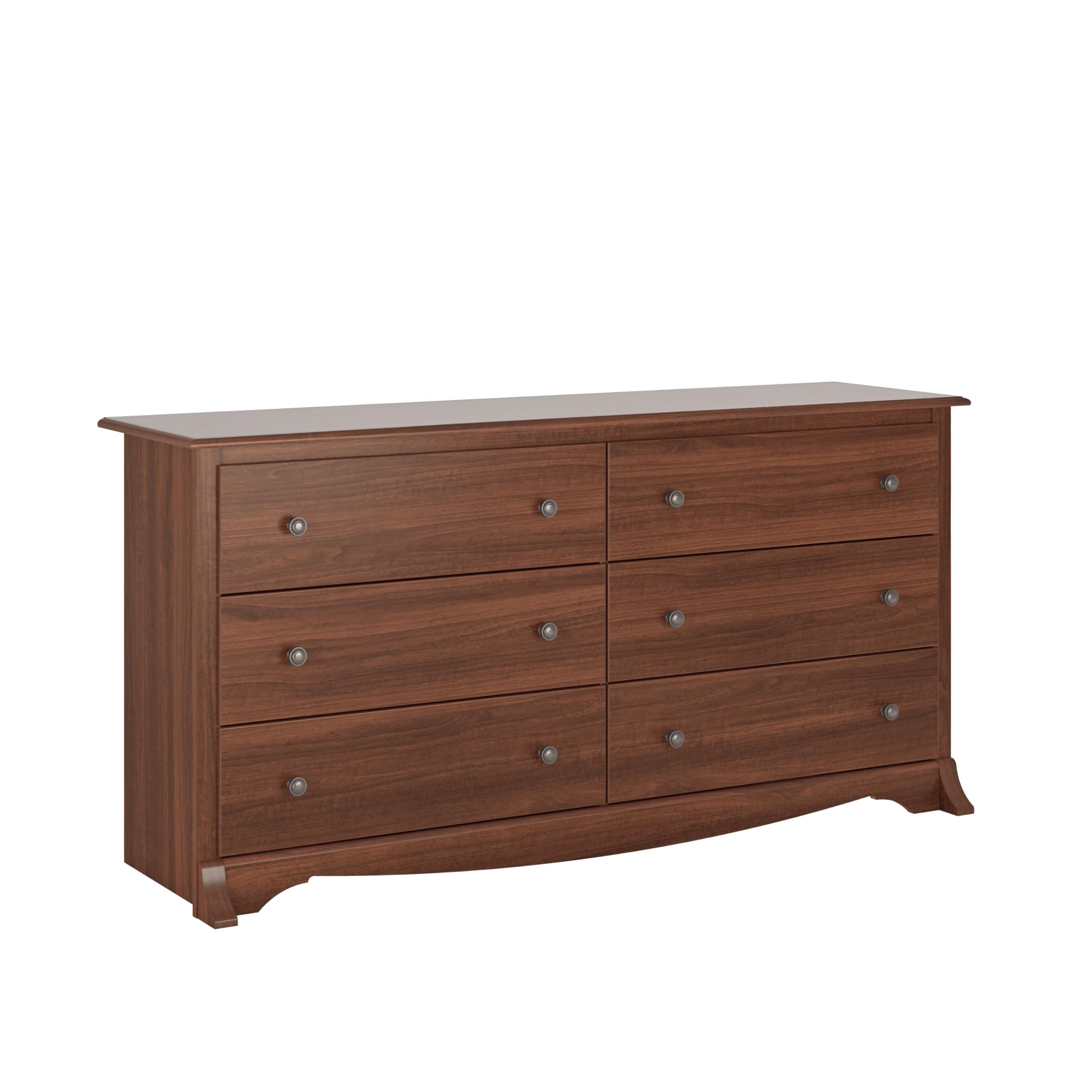 Photo 1 of Prepac Sonoma 6-Drawer Double Dresser for Bedroom, Wide Chest Storage, Traditional Furniture, 17.5" D x 59" W x 29" H, Cherry