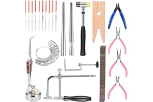 34Pcs Jewelers Saw Tools Set Versatile Anti Deformation Ring Sizer Measuring Tool for Silversmithing Home Shop Beginner Profe