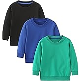 GFQLONG Toddler Boys 2 Pack Cotton Crewneck Sweatshirt, Baby Solid Long Sleeve Pullover Tops