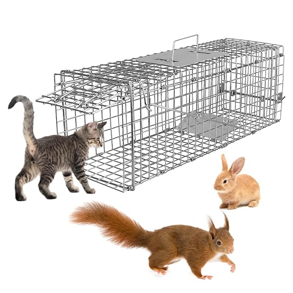 LIVE ANIMAL TRAP CAGE, 23.3″ HUMANE CAT TRAP...
