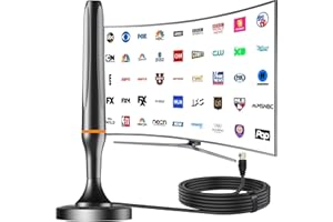 QGCLEARSO TV Antenna Indoor for Smart TV- Strong Magnetic Base and 360° Long Range Reception Support 4K 1080P &All TVs, 10ft Coax Cable for Local Channels