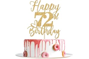 YOTAWEBERY Happy 72nd Birthday Cake Topper, 72nd Birthday Decorations for Men/Women, Cheers to 72 Years, Hello 72, 72nd Happy Birthday Party Supplies Gold Glitter
