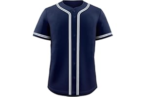KXK Blank Baseball Jersey for Men Casual Button Down Shirts Short Sleeve Active Team Sports Uniform