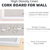 OWLKELA Linen Bulletin Board 90x60 cm White Frame Cork Board Vision Board view 4