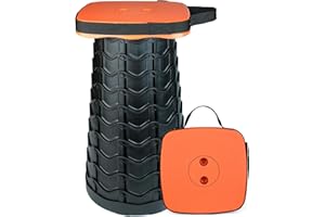 Outward Gear Upgraded Collapsible Stool Heavy Duty 550lbs Load Capacity Portable Folding Chair for Adults Camping Stool Sturdy Foldable Stool (Orange)