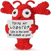 YUEYUQIU Funny Crochet Lobster Gifts for Boyfriend Grilfriend Her Him | Ideal Valentines Day Wedding Anniversary Christmas Birthday Gifts from Women Men Husband Wife - I Love You Gift for Couples