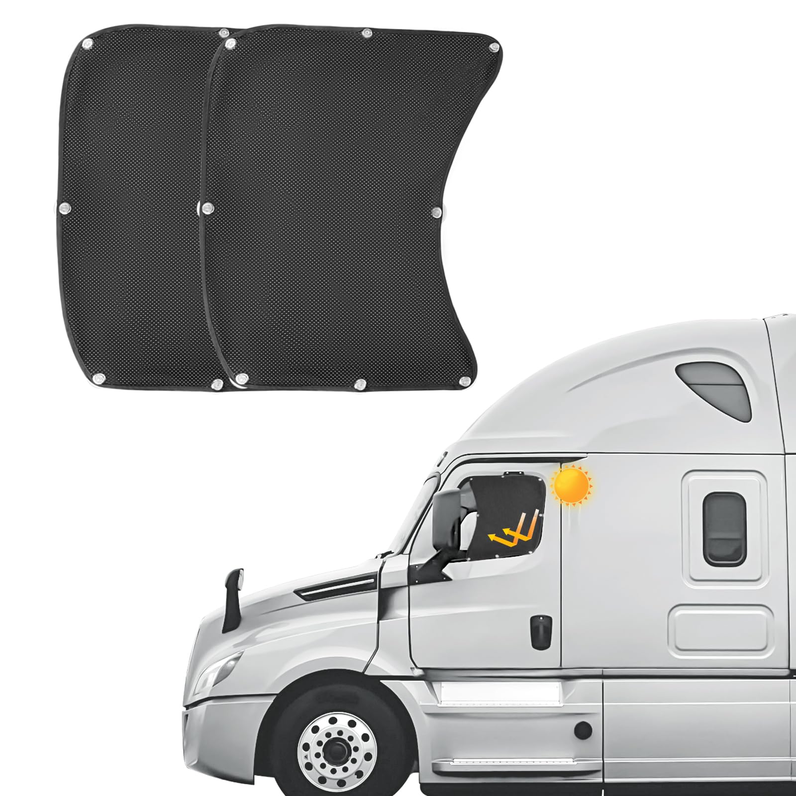 Photo 1 of EGNGY Side Window Sun Shade for Semi Truck, 22×24 inch Large Car Window Shades for Freightliner Volvo VNL International Trucks - Semi Truck Accessories, Easy Install, Interior UV Protection