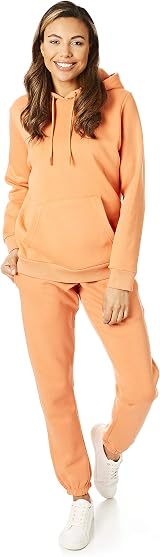 Light & Shade Fleece Joggers for Women Drawstring Waist Orange M view 4