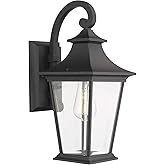 Emliviar Outdoor Wall Lantern, 1-Light Exterior Wall Mount Light with Clear Glass in Black Finish, 18" Height, 500181