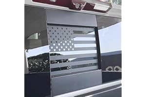 Alicatong Fits Chevy Silverado and GMC Sierra 2019-2022 2023 2024 Rear Middle Back Sliding Window American US Flag Vinyl Decal, Matte Black 1PCS Solid
