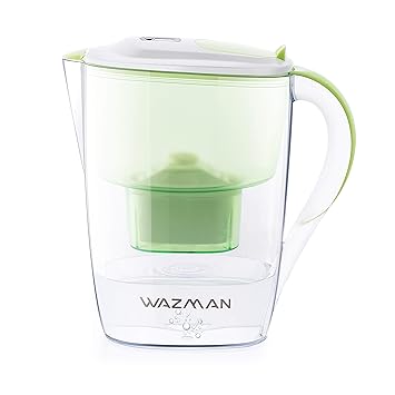 Wazman 6 Cup Bpa Free Water Filter Pitcher Space Saving For Fridge 5 Step Filtration System Filter Jug Green