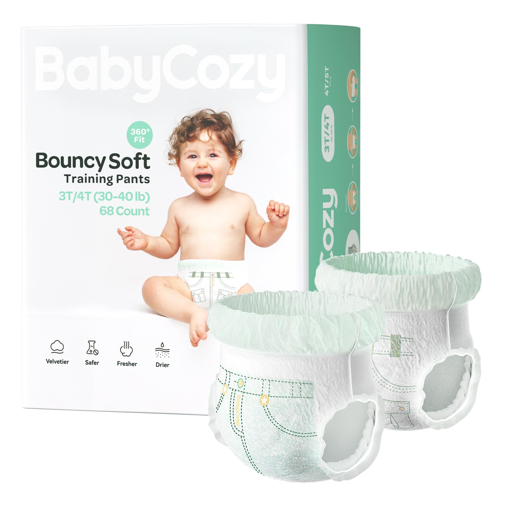 Babycozy Training Pants, BouncySoft Toddler Disposable Toilet Training Pants, Unisex Baby Training Underwear, Hypoallergenic for Sensitive Skin Leak-Proof Potty Training Pants, 3T-4T