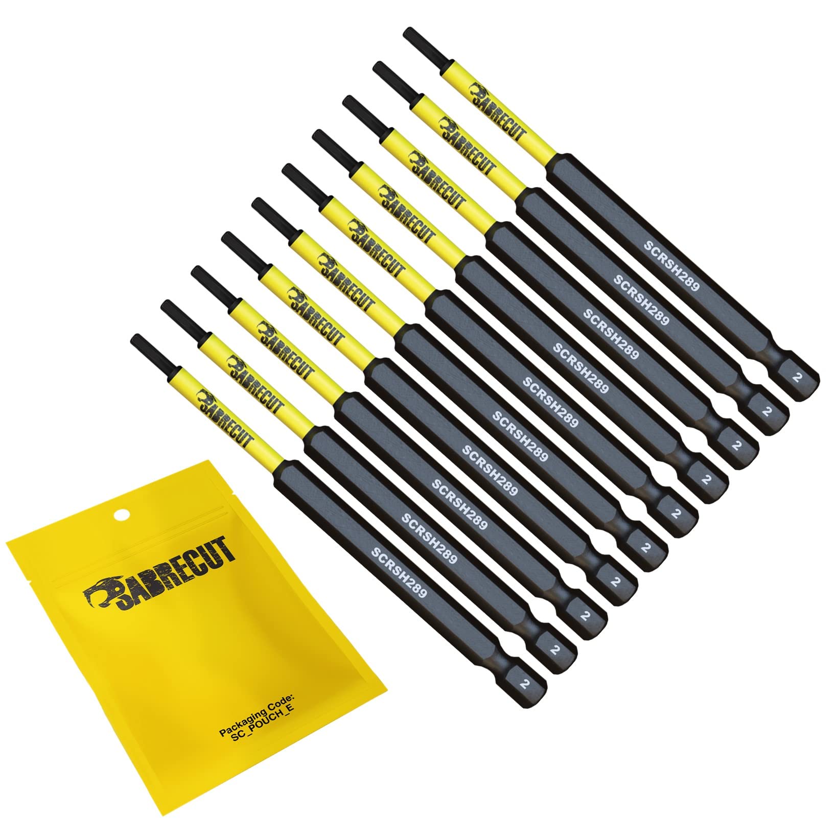 10 x SabreCut SCRH289_10 89mm H2 Hex Magnetic Impact Screwdriver Driver Bits Set Single Ended Heavy Duty