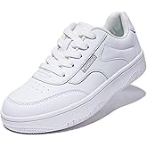 Tifimuca Women's Vegan Leather Low Top Lace Up Non Slip Walking Running Sneakers Skateboard Tennis Shoes Comfortable Casual Athletic Versatile Fashion Sneakers