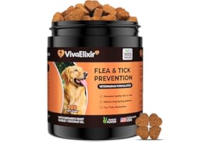 VIVAELIXIR Flea and Tick Prevention for Dogs – 200 Soft Chews - Dog Flea and Tick Treatment & Oral Flea Pills – Skin & Coat Health - Made in USA - for Small, Medium, Large Dogs