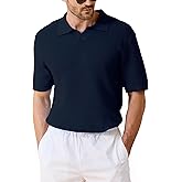 Kallspin Mens Polo Shirts Knit Textured Short Sleeve Cotton T Shirt Casual Summer Beach Top Collared Golf Shirts