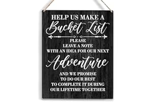 YCYD Help Us Make a Bucket List Please Leave a Note Wood Sign Rustic Bucket List Wooden Hanging Plaque for Home Wedding Wall Art Decoration 8 x 10 Inches Present