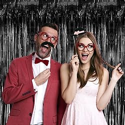 20 Pack Black Party Streamers Backdrop Tinsel Foil