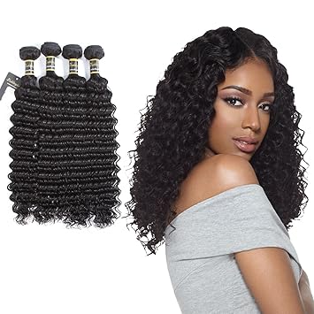 Amazon Com Puddinghair 8a Deep Wave Bundles 24 26 28 30 Natural