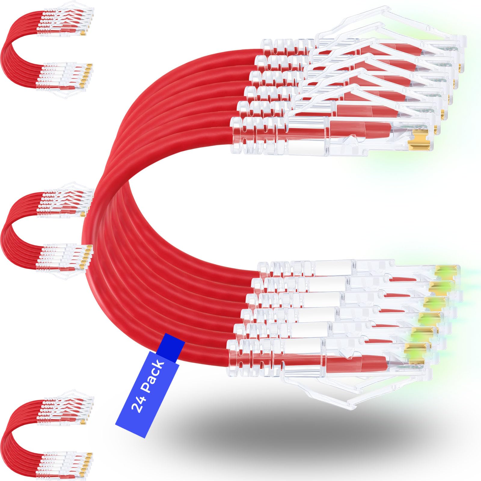 Photo 1 of Rapink Slim Cat6/ Cat6a 0.5ft (24 Pack) Ethernet Patch Cable - 10G Support, Snagless, Flexible