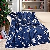 Galoker Christmas Throw Blanket Blue Snowflake Blanket Super Soft Flannel Fleece Blanket Winter Plush Fuzzy Warm Bed Blanket Christmas Holiday Decor for Couch Bed 50"X60"