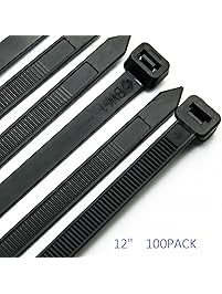 Cable Zip Ties Heavy Duty 12 Inch, Ultra Strong Plastic Wire Ties with 120 Pounds Tensile Strength, 100 Pieces, Nylon Tie Wraps with 0.3 Inch Width in Black & White, Indoor and Outdoor UV Resistant
