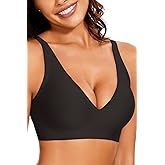 MOEOZLLO Deep V Bras for Women No Underwire Adjustable Straps Comfort Wireless Bralettes Seamless Plunge Everyday Push Up Bra