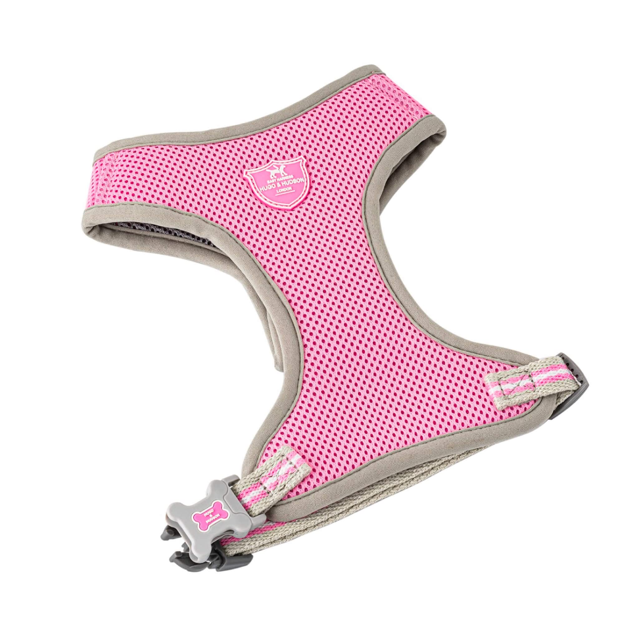 HUGO & HUDSON Dog Harness, No Pull Quick Dry Mesh, Breathable Rear Buckle Pet Vest, Pink, XS