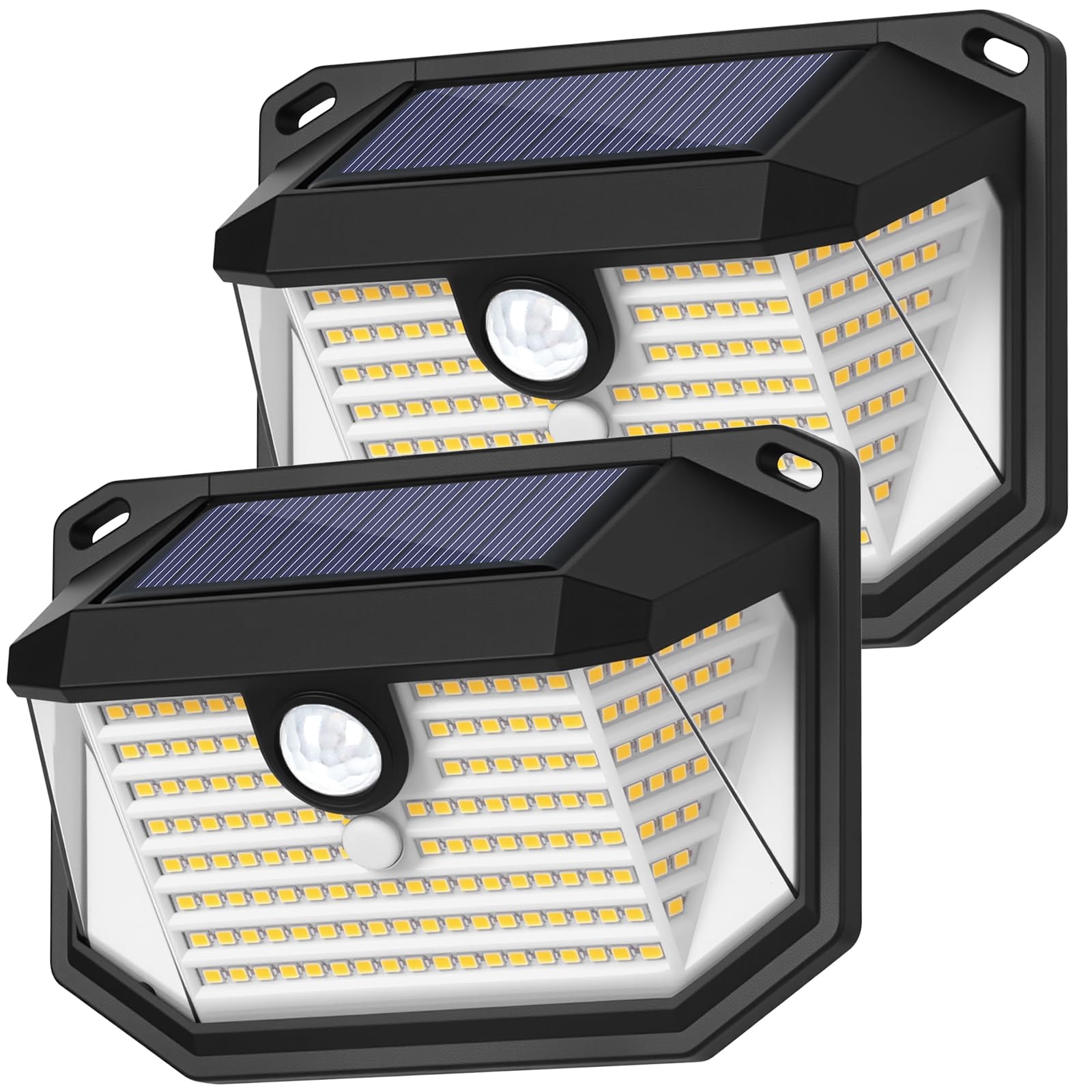Photo 1 of 2-Pack Solar Outdoor Lights, Super Bright Solar Powered Motion Sensor Outdoor Lights, Warm White, 178s LED Outside Security Wall Lights for House, Porch, Fence