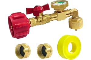 MEFUN Propane Refill Elbow Adapter 1lb to 20lb, QCC1 Propane Refill Elbow Adapter with Gauge and ON-Off Control Valve for Camping Grill 1LB Propane Tank to Be Refilled Gas from 5~40 LB Propane Tank