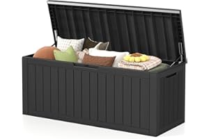 Ceecysaa Waterproof & Lockable Deck Box, 80 Gallon (303 L) Resin Outdoor Storage Box for Patio Storage Cushions, Garden Tools