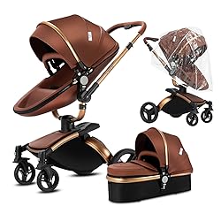 Aveainelle PU Leather 2 in 1 Baby Stroller with