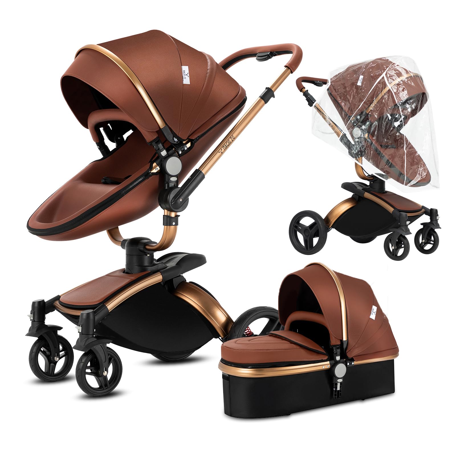 Aveainelle PU Leather 2 in 1 Baby Stroller with